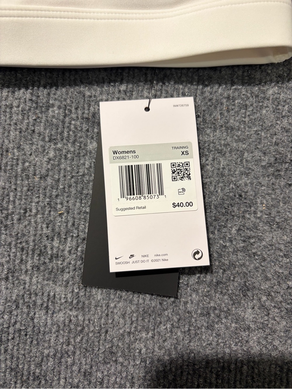 Nike White Racerback Sports Bra with Black Swoosh - Picture 2 of 3
